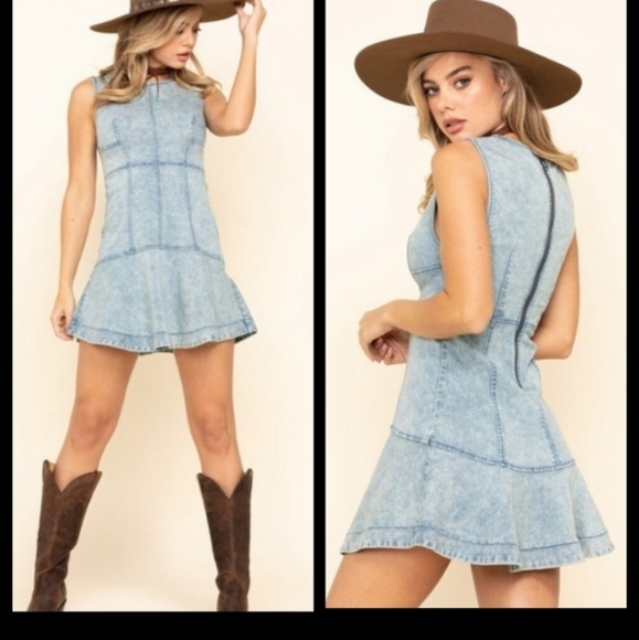 Free People Dresses & Skirts - Free People Denim Alex Mini Dress Size 10 NWT